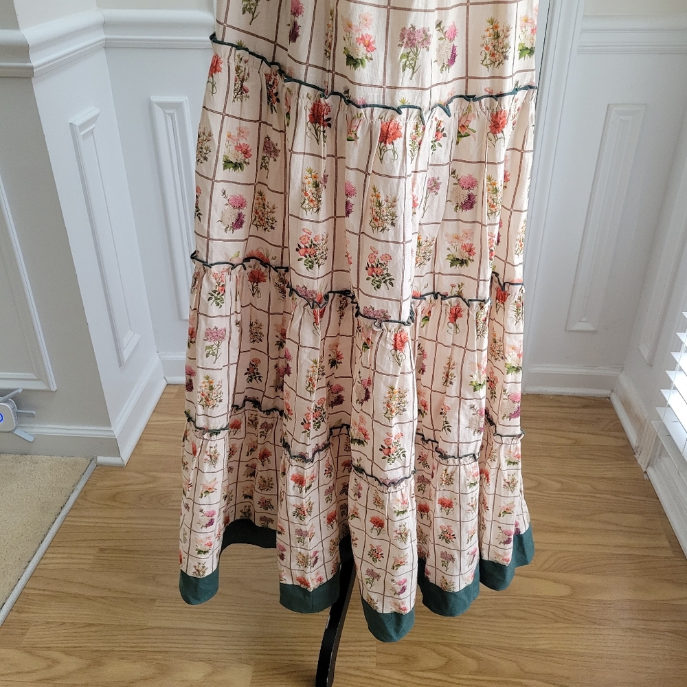 Anna Cate Vintage Stamp‎ Emily Floral Maxi Dress Linen Cotton Size M - Picture 5 of 15